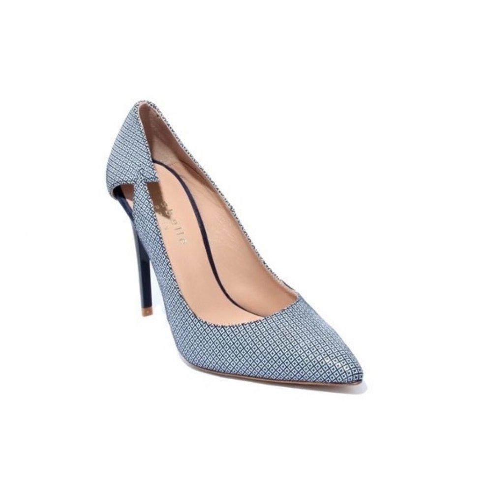 ITALIAN Navy White Suede Stiletto Heel Pointy Pump